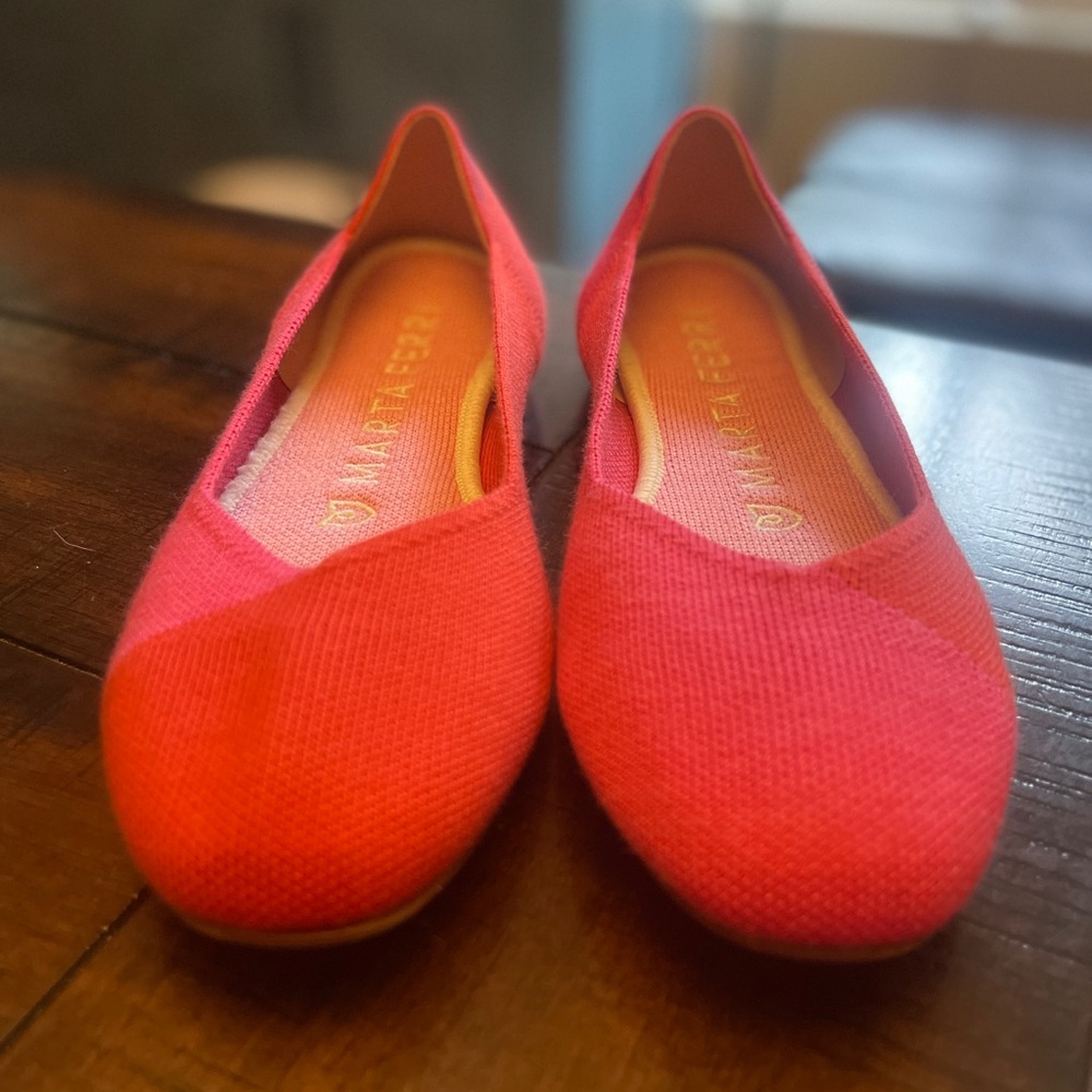 ROTHY’S x MARTA FERRI Merino Square Flats, Flame Azalea, size 9 - Picture 5 of 8